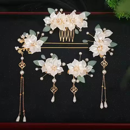 Pink Floral Tassel Hair Stick | Chinese Hanfu Hairpin & Hair Jewelry for Women